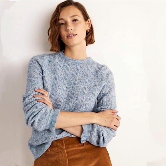 Boden Sweaters - Boden Fluffy Pointelle Mohair Wool Blend Sweater Size 4